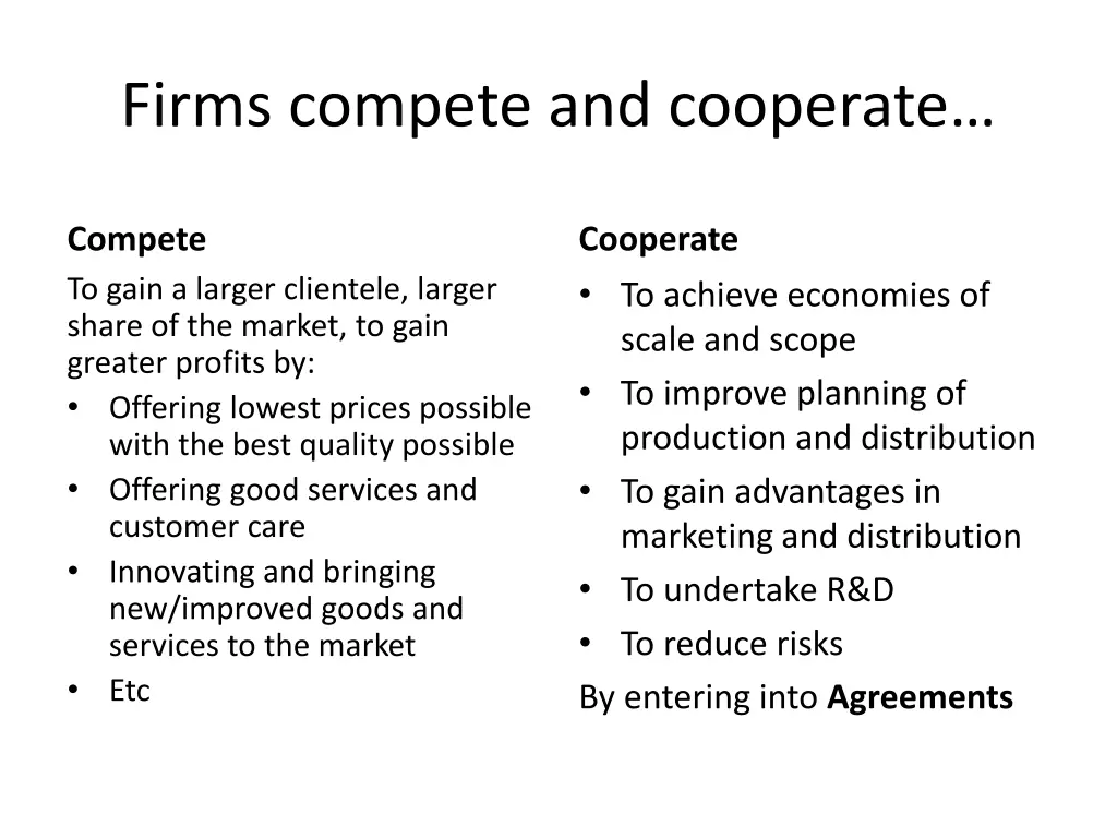 firms compete and cooperate