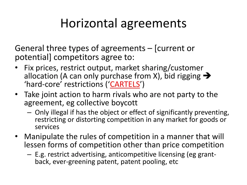horizontal agreements