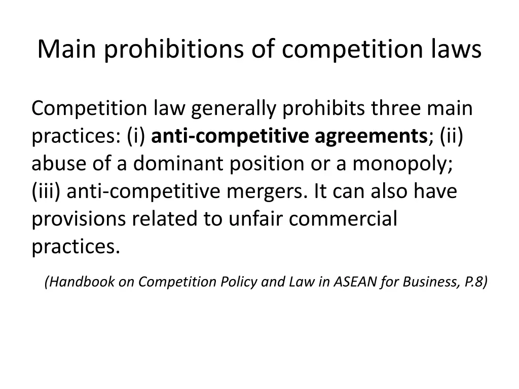 main prohibitions of competition laws