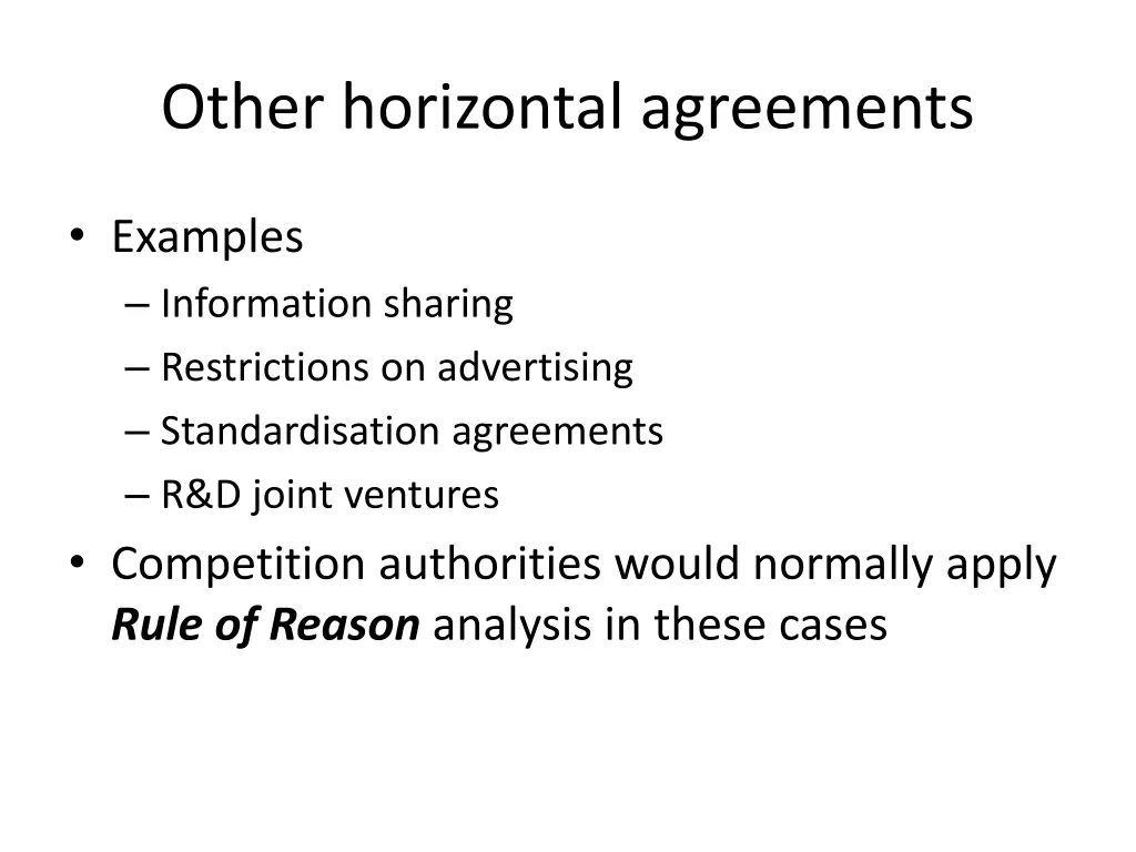 other horizontal agreements
