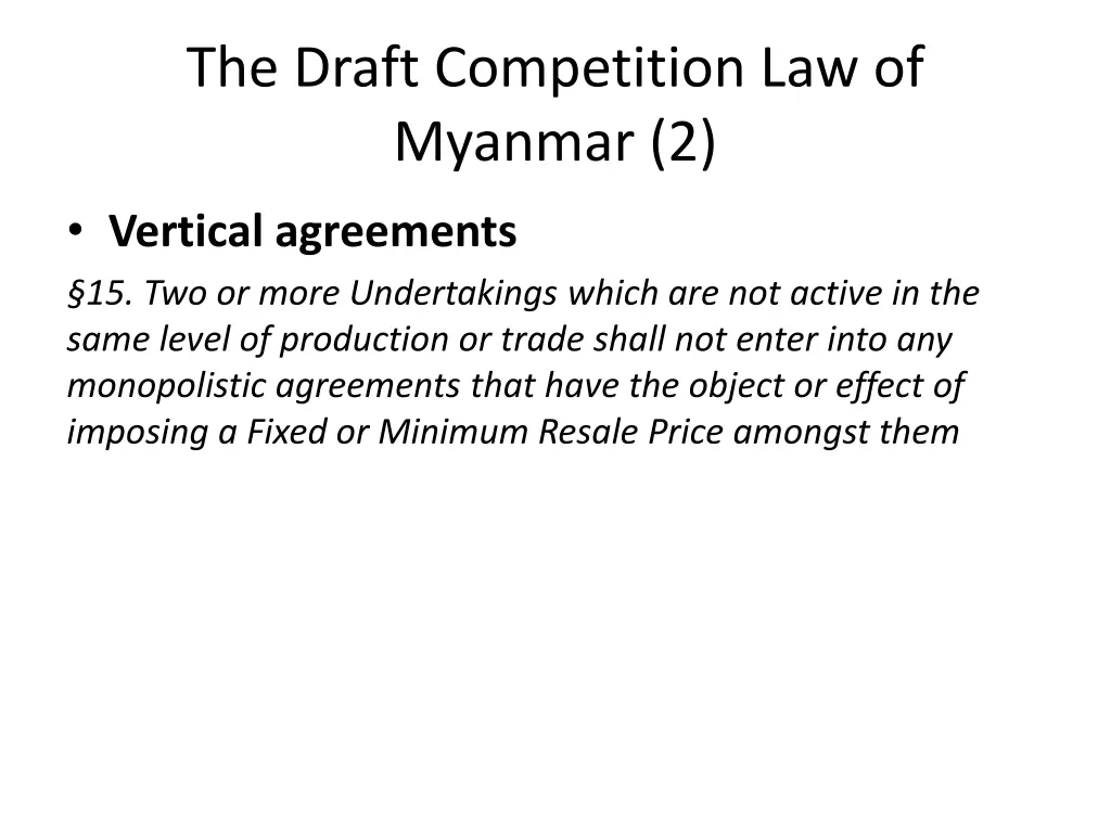 the draft competition law of myanmar 2