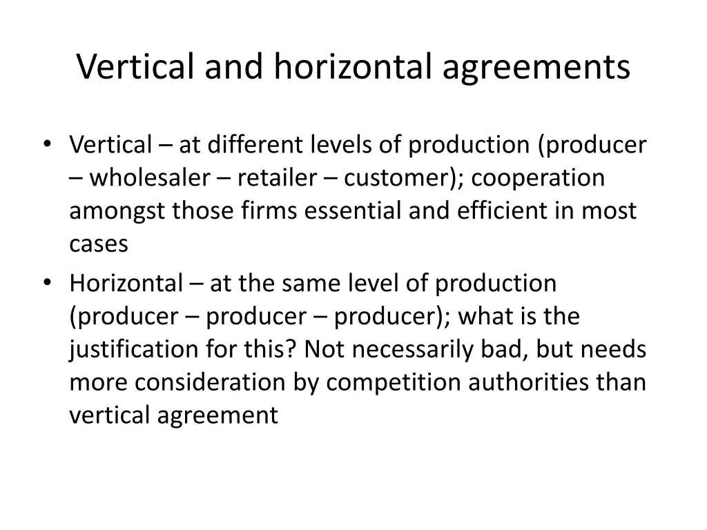 vertical and horizontal agreements