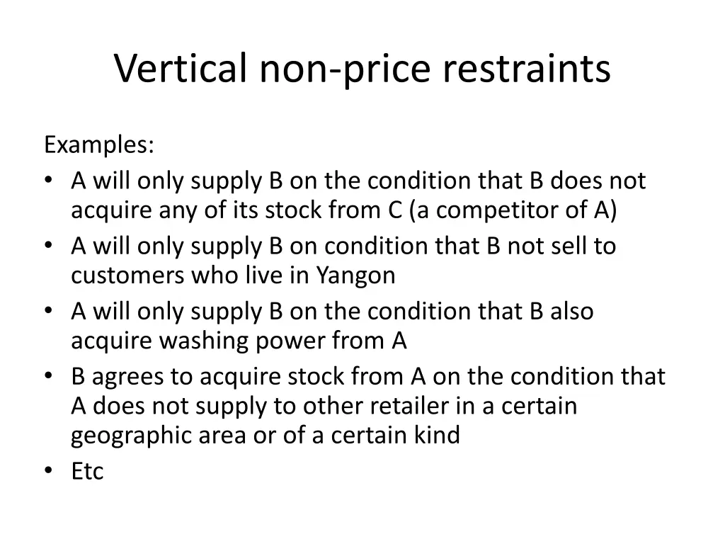 vertical non price restraints 1