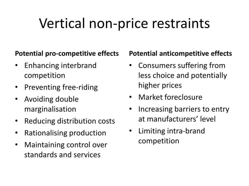 vertical non price restraints 2