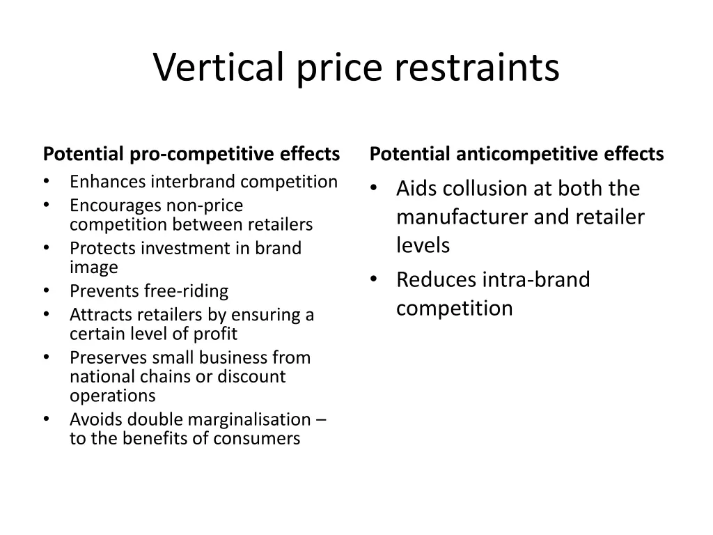 vertical price restraints 1