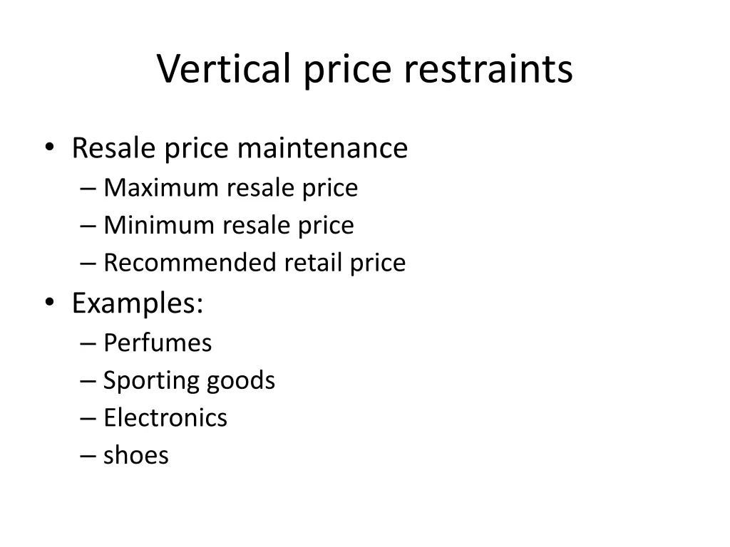 vertical price restraints