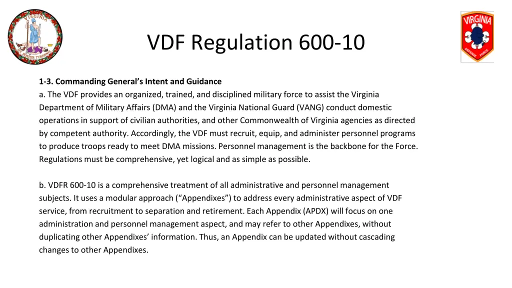 vdf regulation 600 10 1