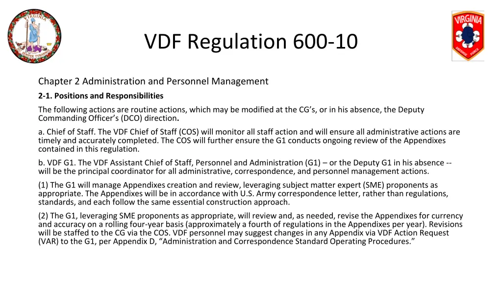 vdf regulation 600 10 2