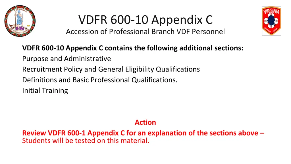 vdfr 600 10 appendix c accession of professional 1