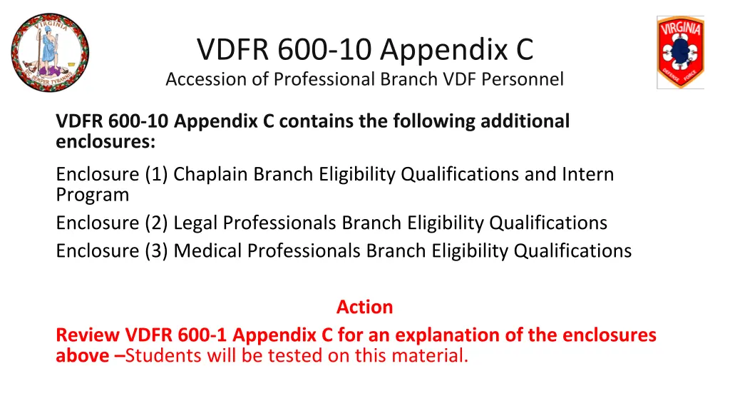 vdfr 600 10 appendix c accession of professional 2