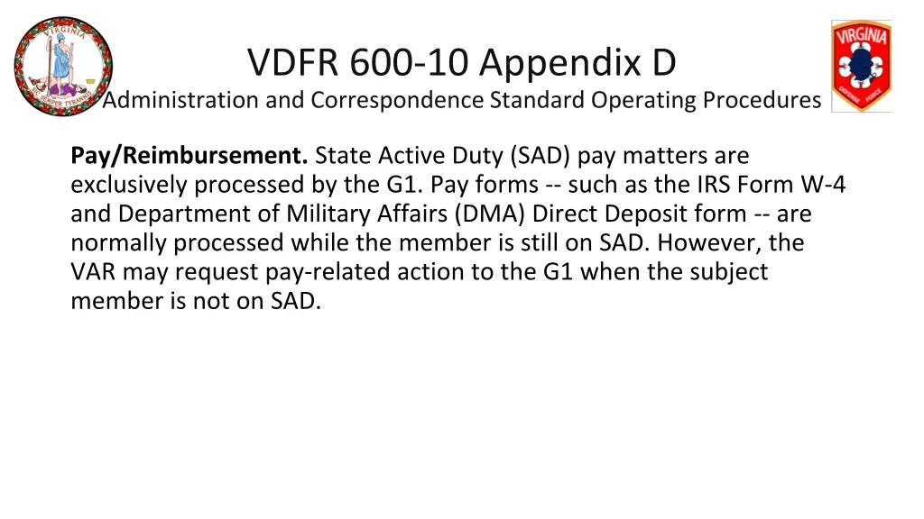 vdfr 600 10 appendix d administration 10