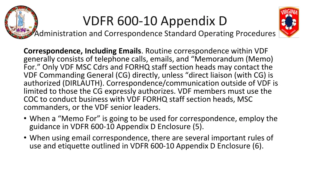 vdfr 600 10 appendix d administration 11