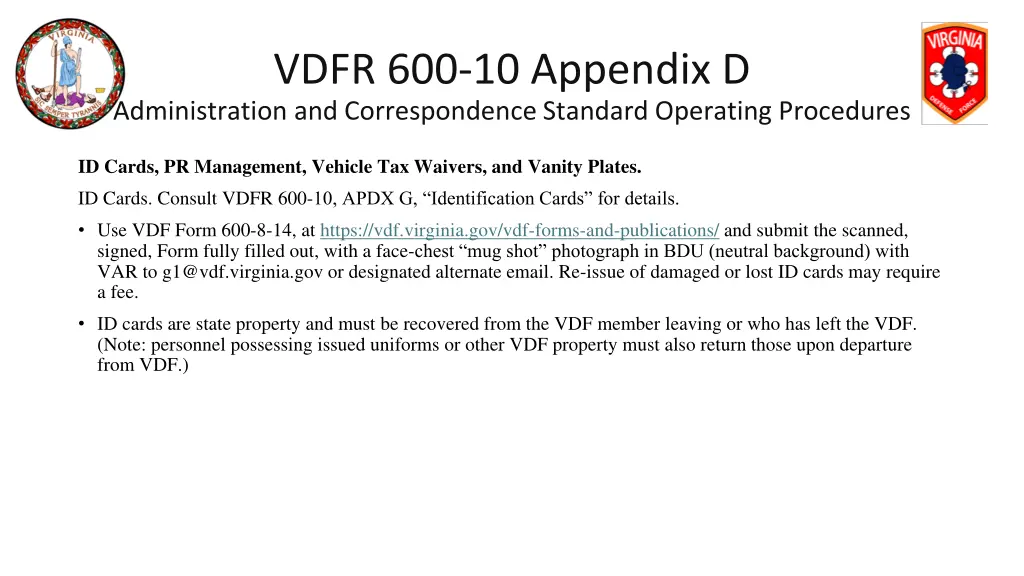 vdfr 600 10 appendix d administration 13