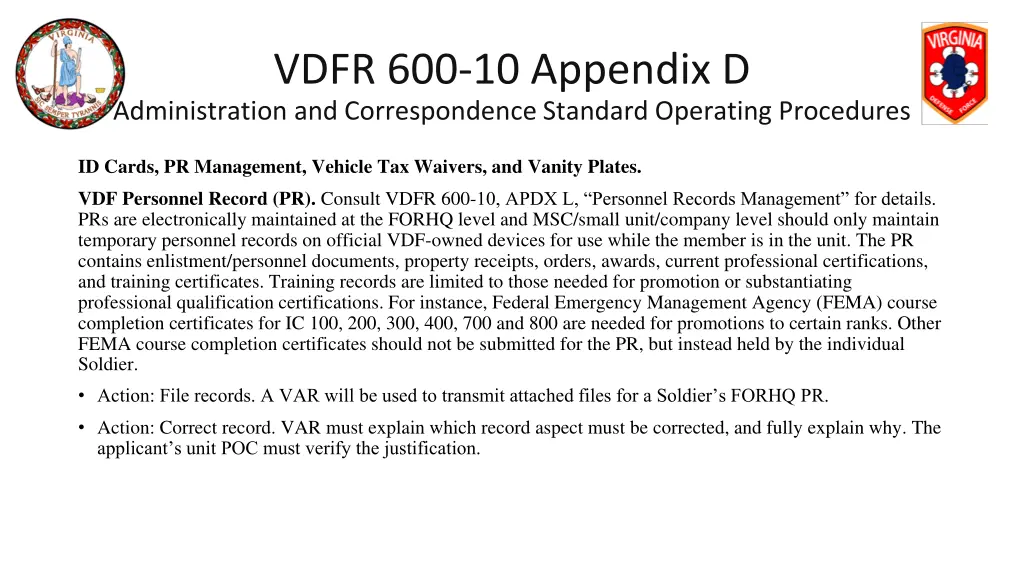 vdfr 600 10 appendix d administration 14
