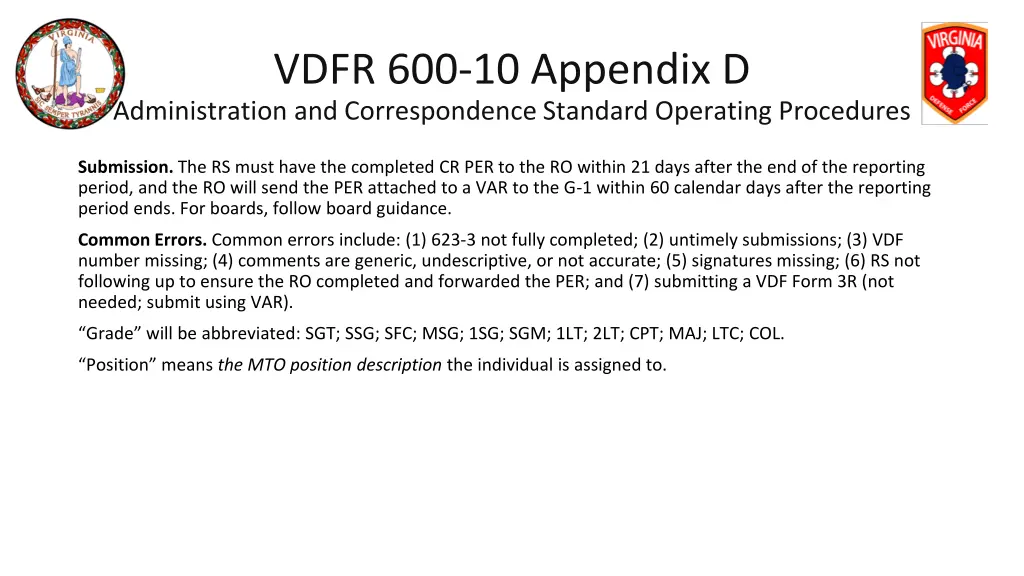 vdfr 600 10 appendix d administration 19