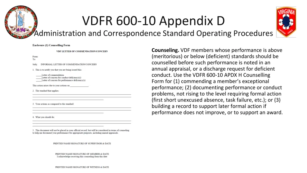vdfr 600 10 appendix d administration 20