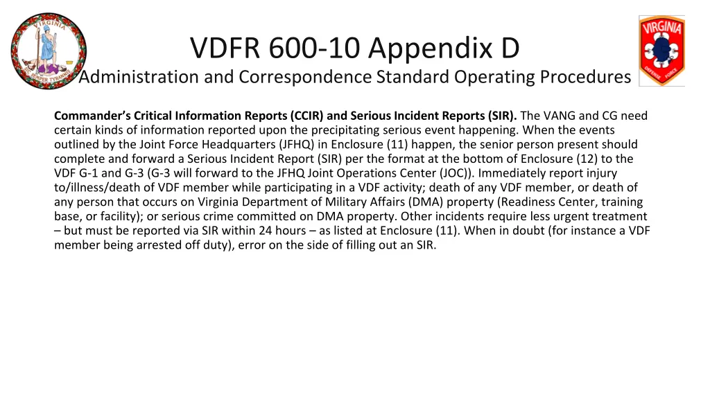 vdfr 600 10 appendix d administration 22