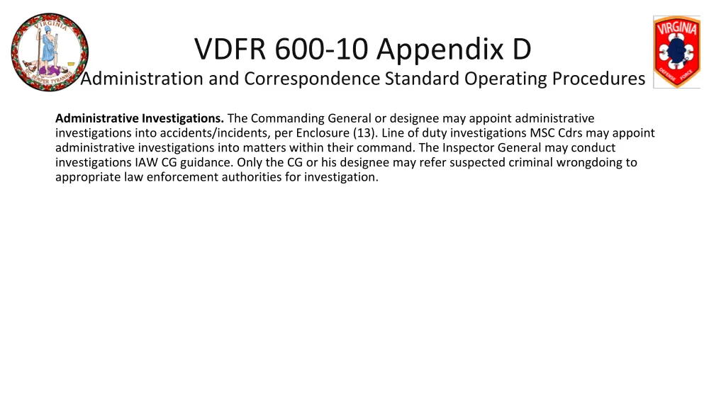 vdfr 600 10 appendix d administration 25