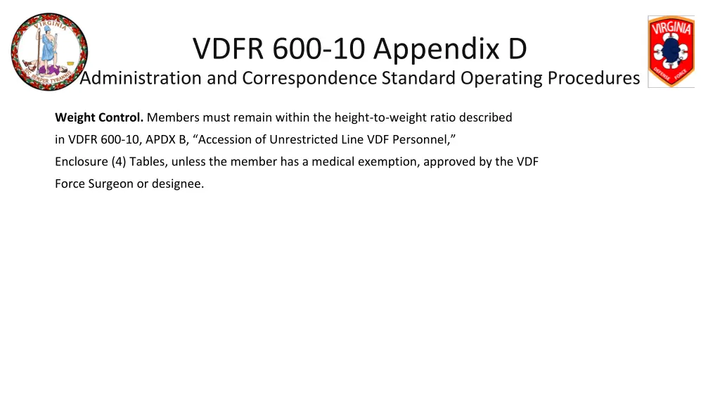 vdfr 600 10 appendix d administration 26