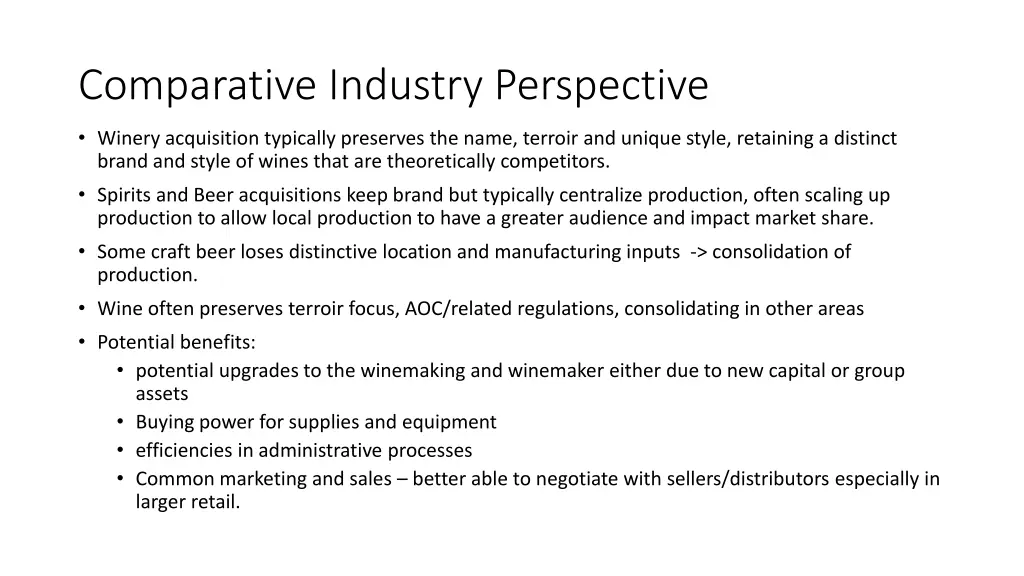 comparative industry perspective