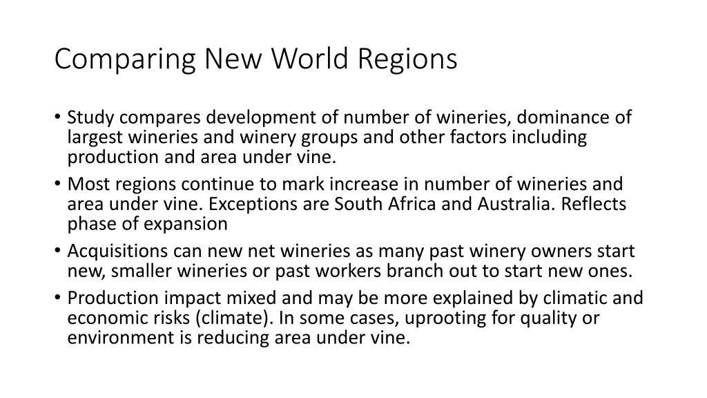 comparing new world regions