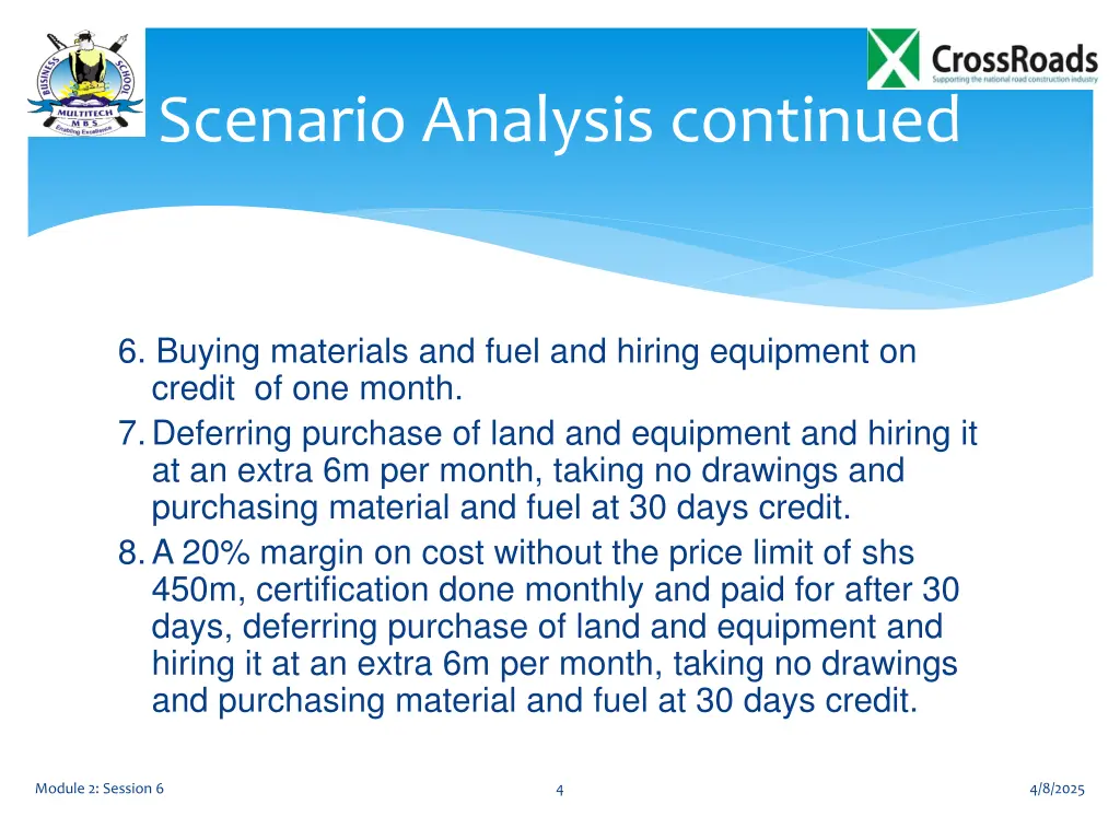 scenario analysis continued