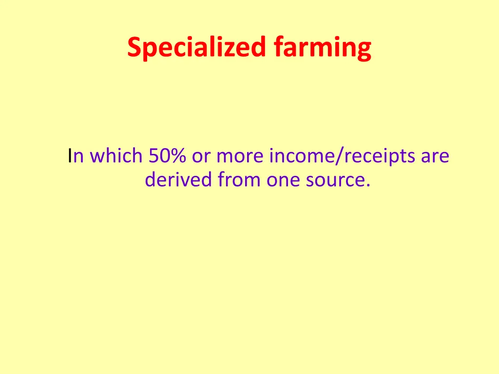 specialized farming