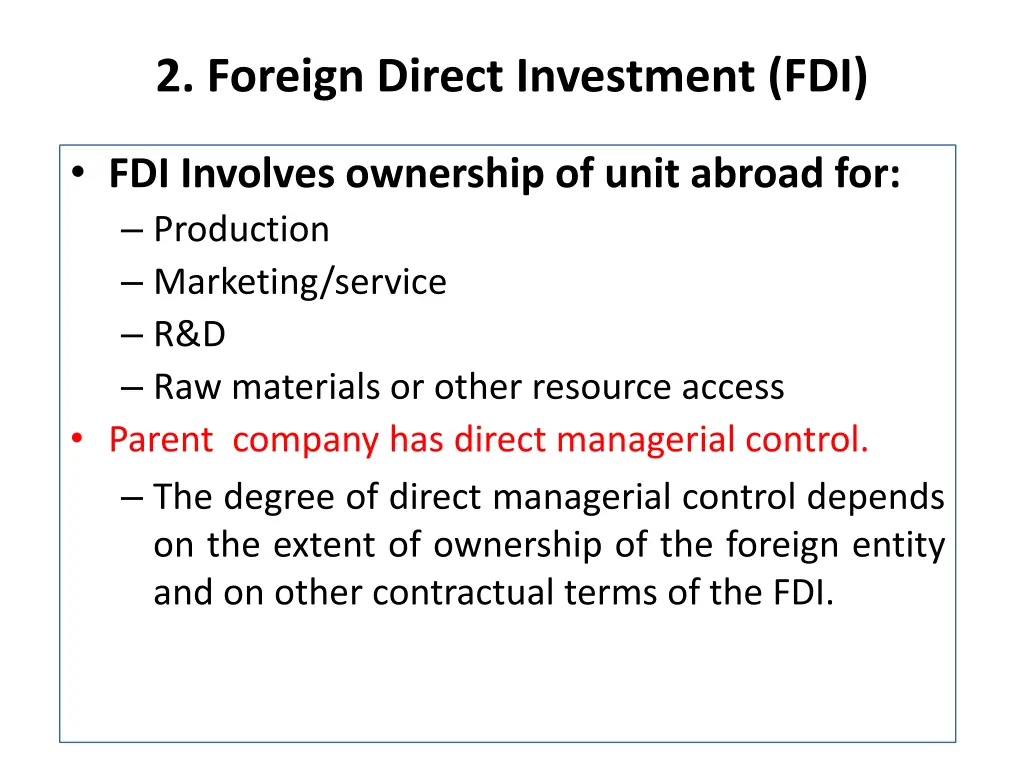 2 foreign direct investment fdi 1