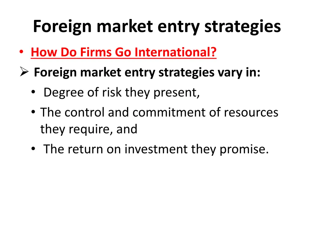 foreign market entry strategies