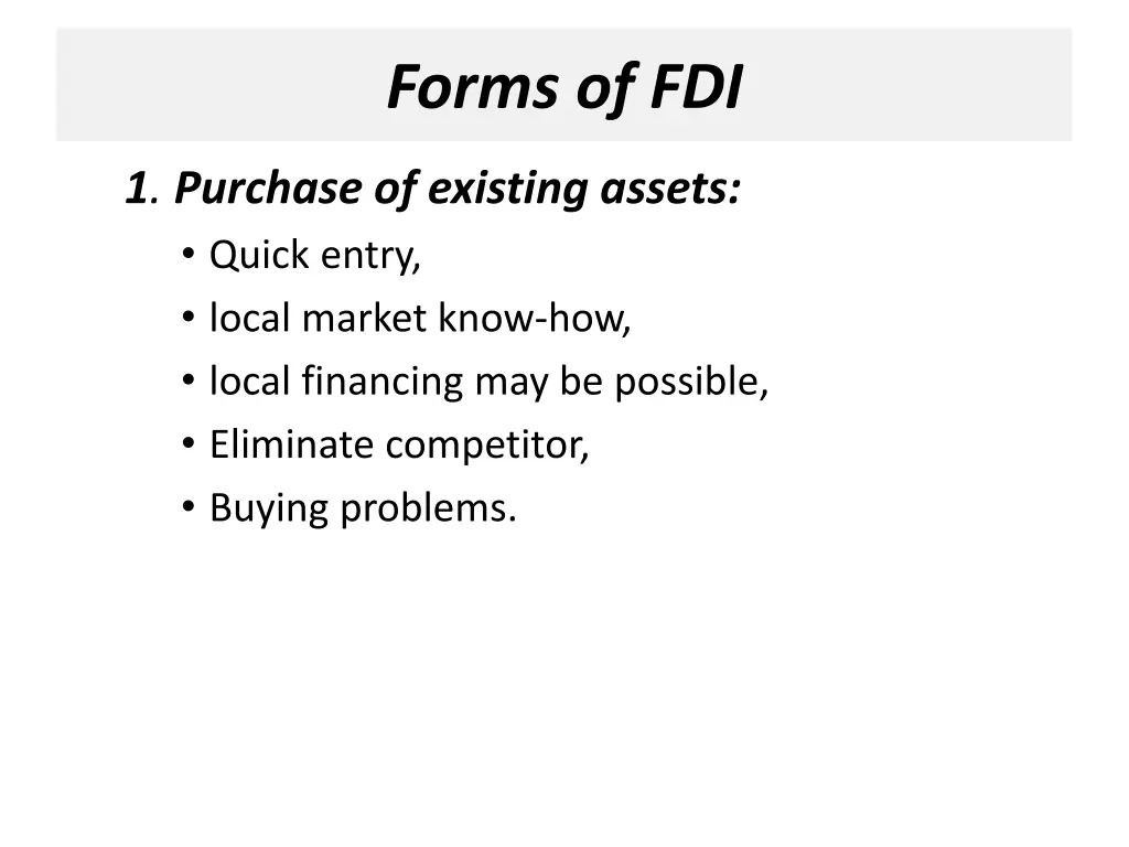 forms of fdi