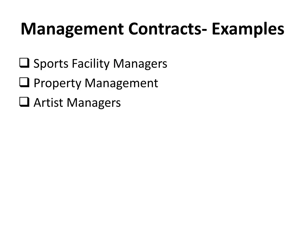management contracts examples