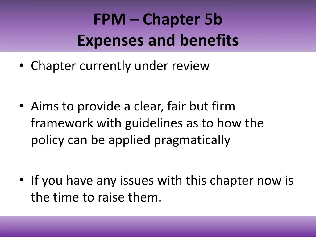fpm chapter 5b expenses and benefits