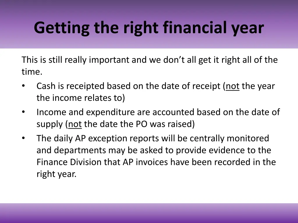getting the right financial year