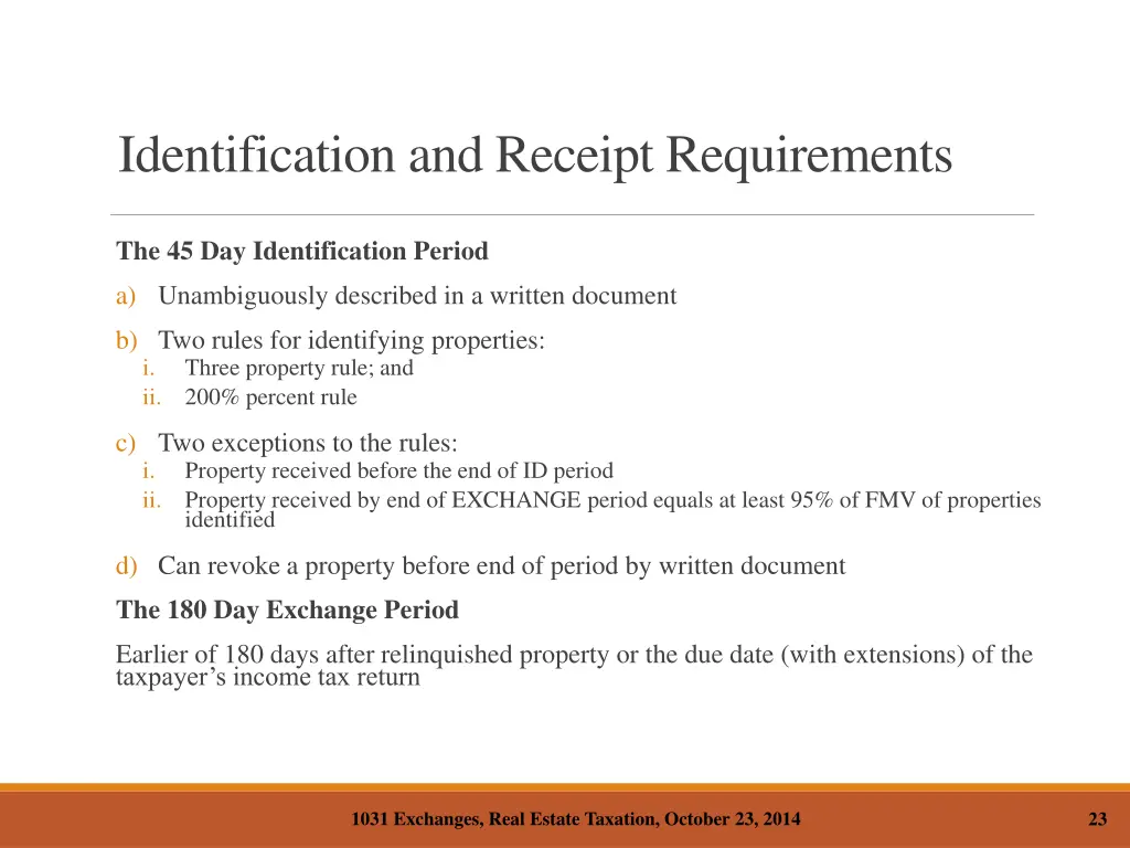 identification and receipt requirements
