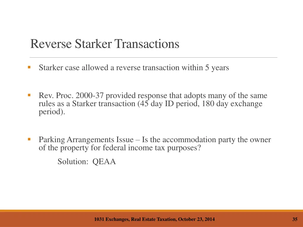 reverse starker transactions