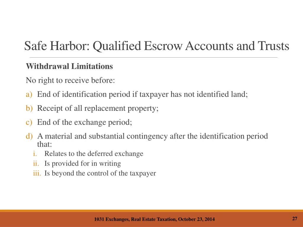 safe harbor qualified escrow accounts and trusts 1