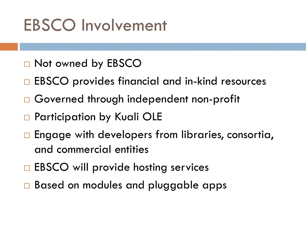 ebsco involvement