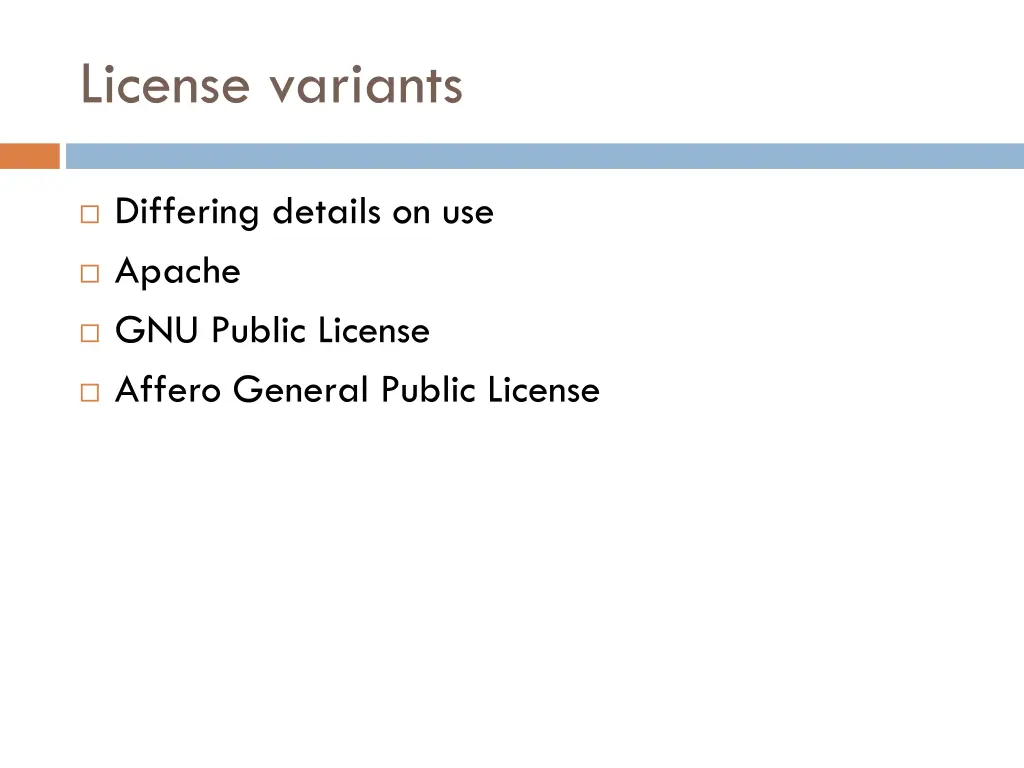 license variants