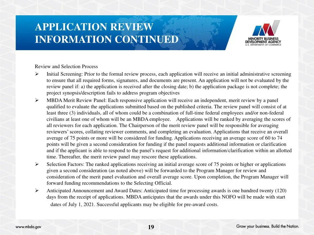 application review information continued