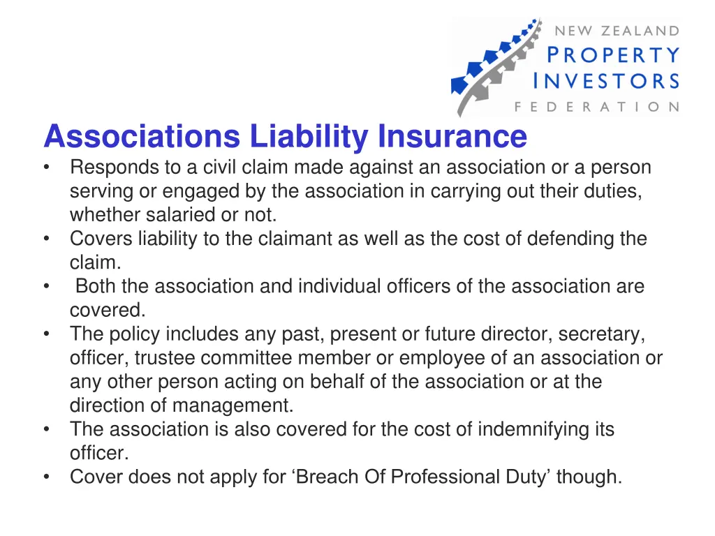 associations liability insurance responds