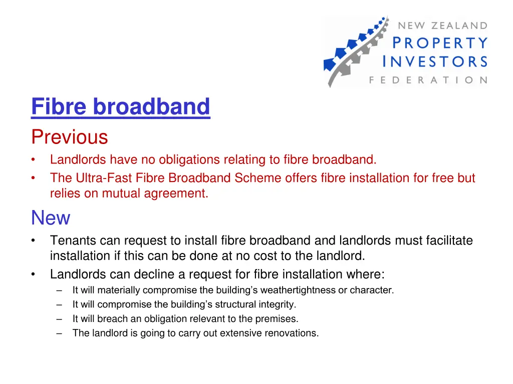 fibre broadband previous landlords have