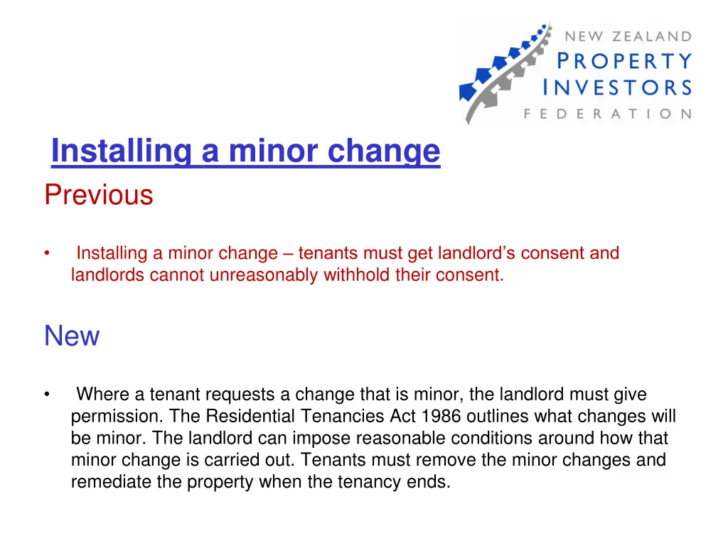 installing a minor change previous