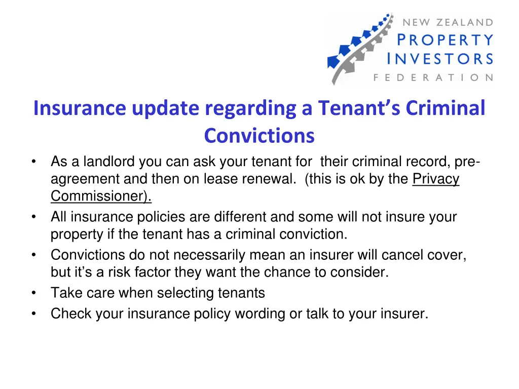 insurance update regarding a tenant s criminal
