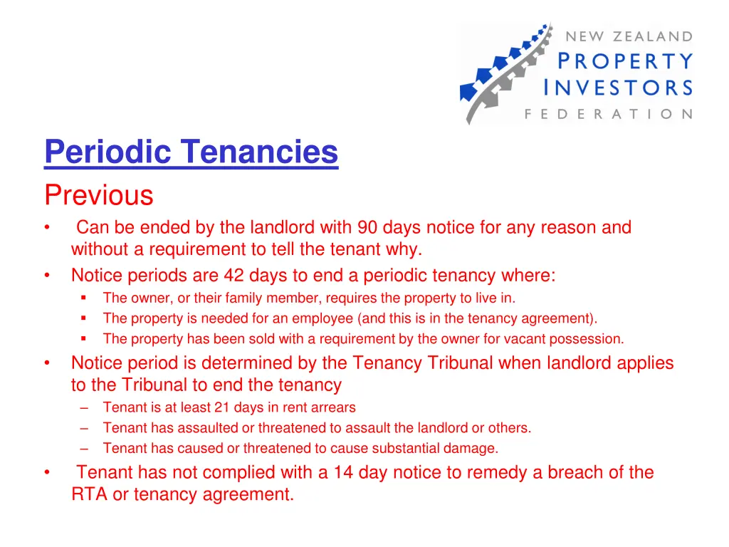 periodic tenancies previous can be ended