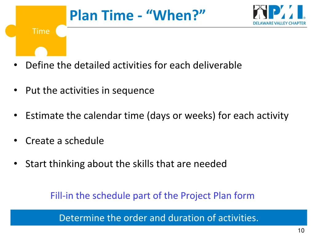 plan time when