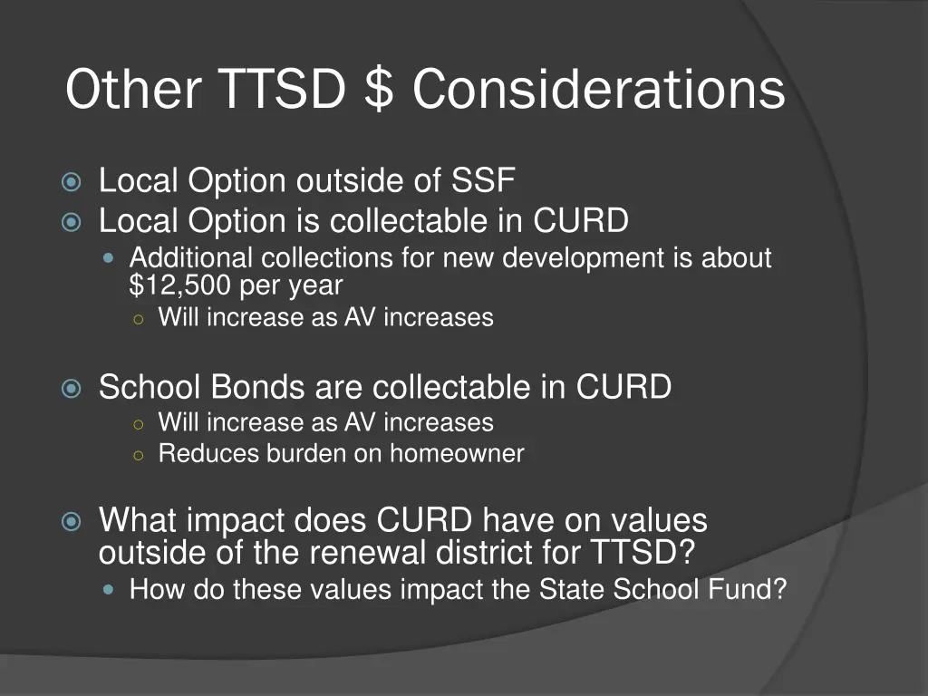 other ttsd considerations