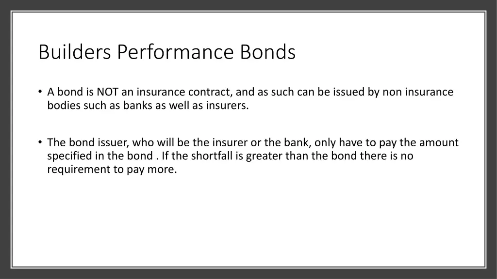 builders performance bonds
