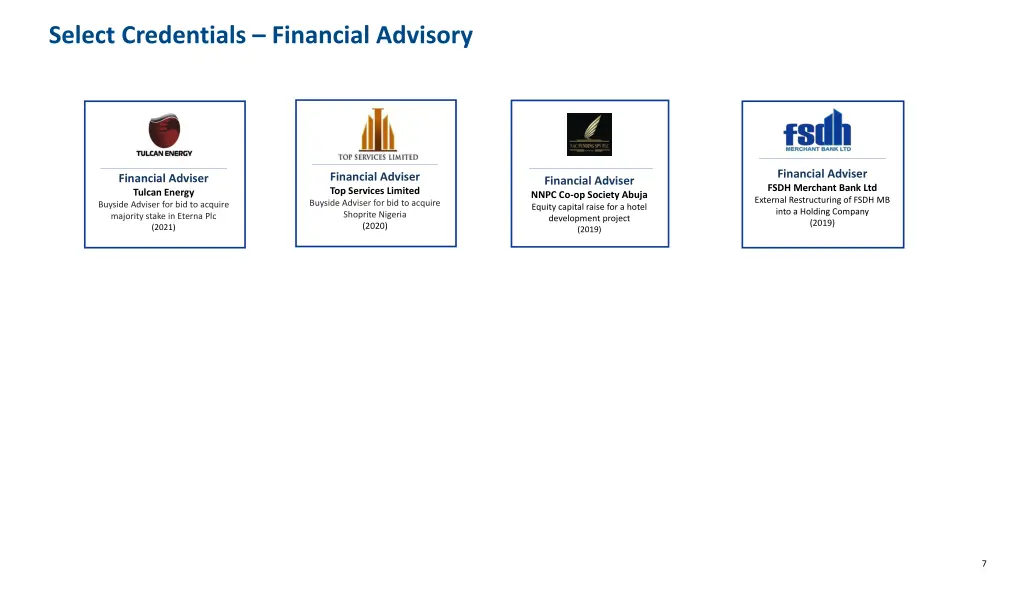 select credentials financial advisory