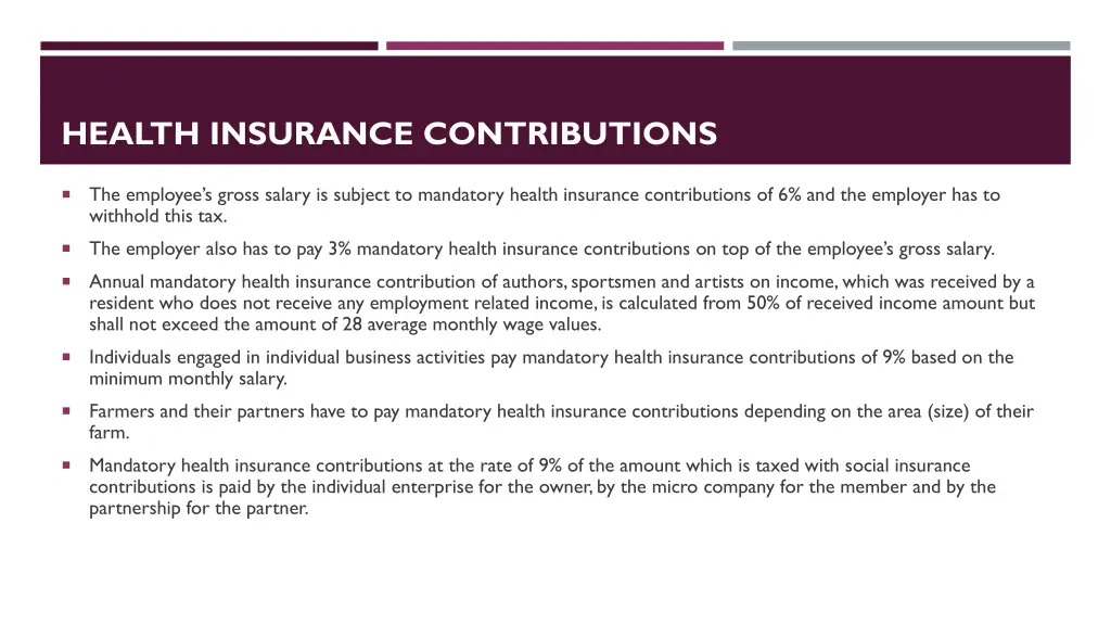 health insurance contributions