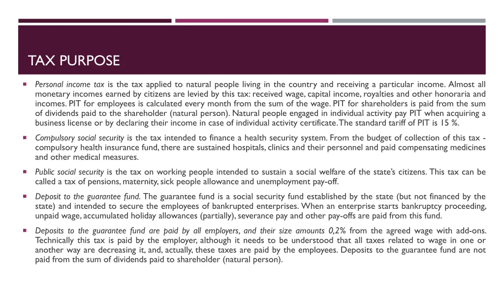 tax purpose